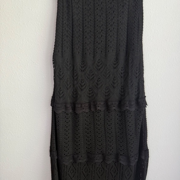 Solitaire Crochet 2 Piece Set Womens Medium Black Maxi Sleeveless Flowy - Picture 8 of 12